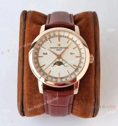 AIF Swiss Replica Vacheron Constantin Traditionnelle Complete Calendar Watch Rose Gold